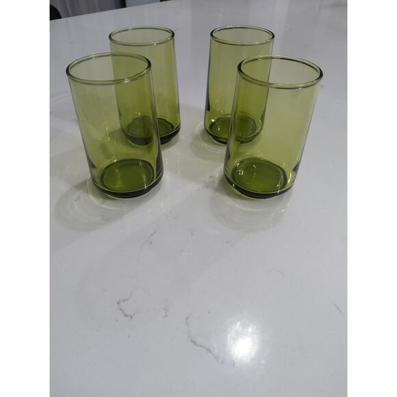 Vintage avocado green (mini)glass set of 4 - Picture 2 of 4